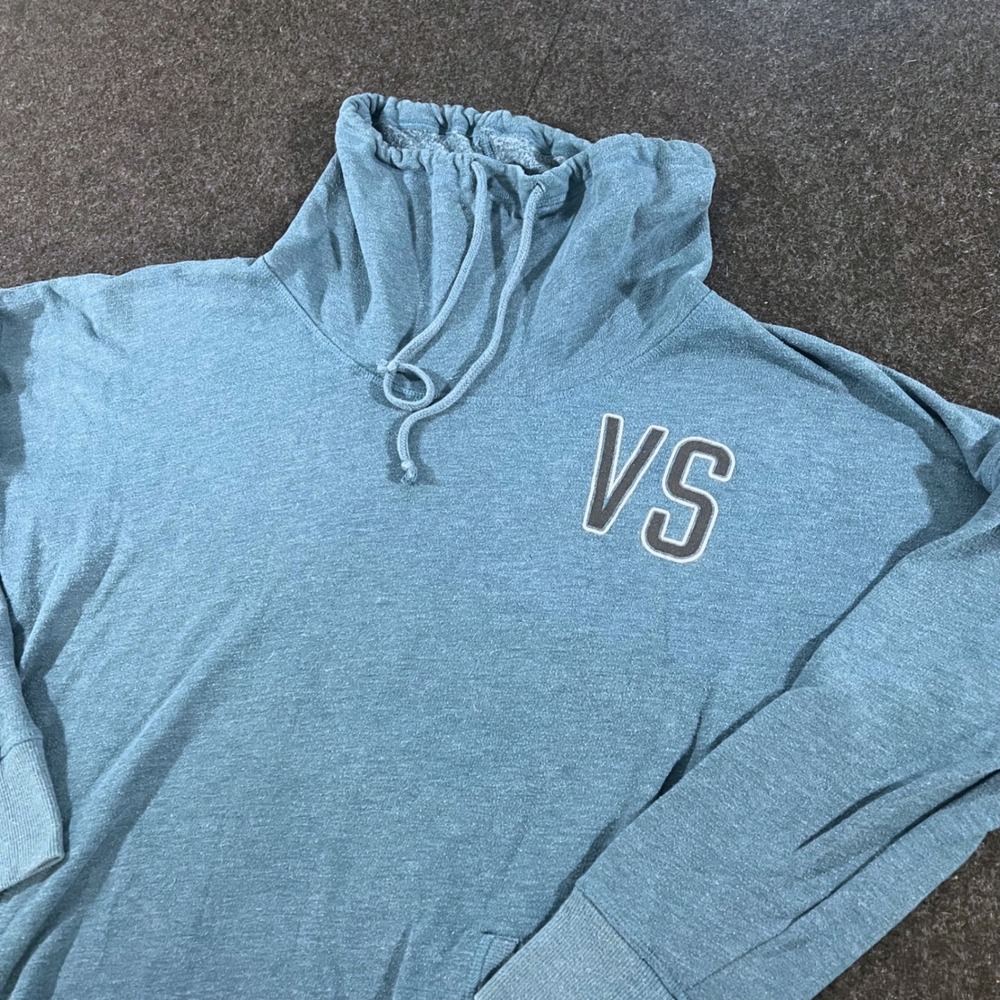 Victoria's Secret Sweatshirt Womens Medium Blue Funnel Neck Pullover VS Logo